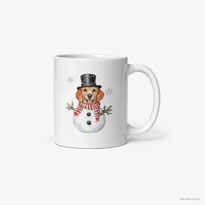 Golden Retriever Dressed Up as a Snowman White Mug