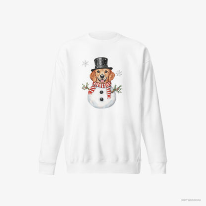 Golden Retriever Dressed Up as a Snowman White Sweatshirt