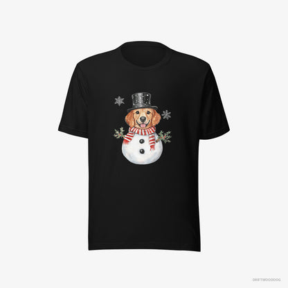 Golden Retriever Dressed Up as a Snowman Black T-Shirt