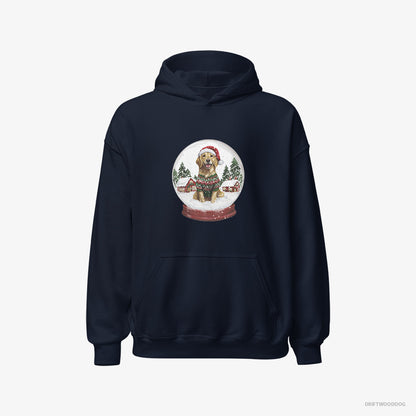 Golden Retriever in a Snow Globe Navy Hoodie