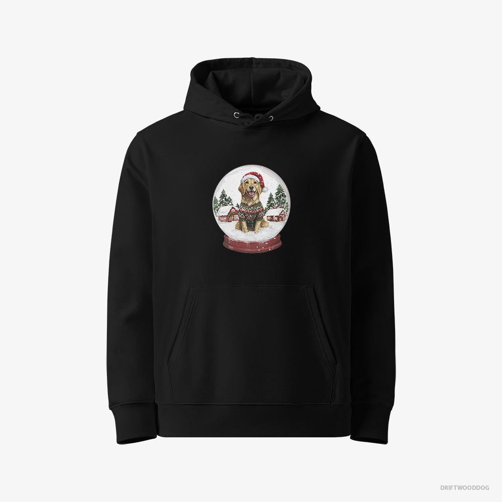 Golden Retriever in a Snow Globe – Men's Hoodie Black Eco – Eco-Friendly