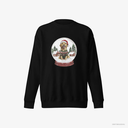 Golden Retriever Sweatshirt – Men Black Sweatshirt Eco-Friendly – in a Snow Globe (on White Background)