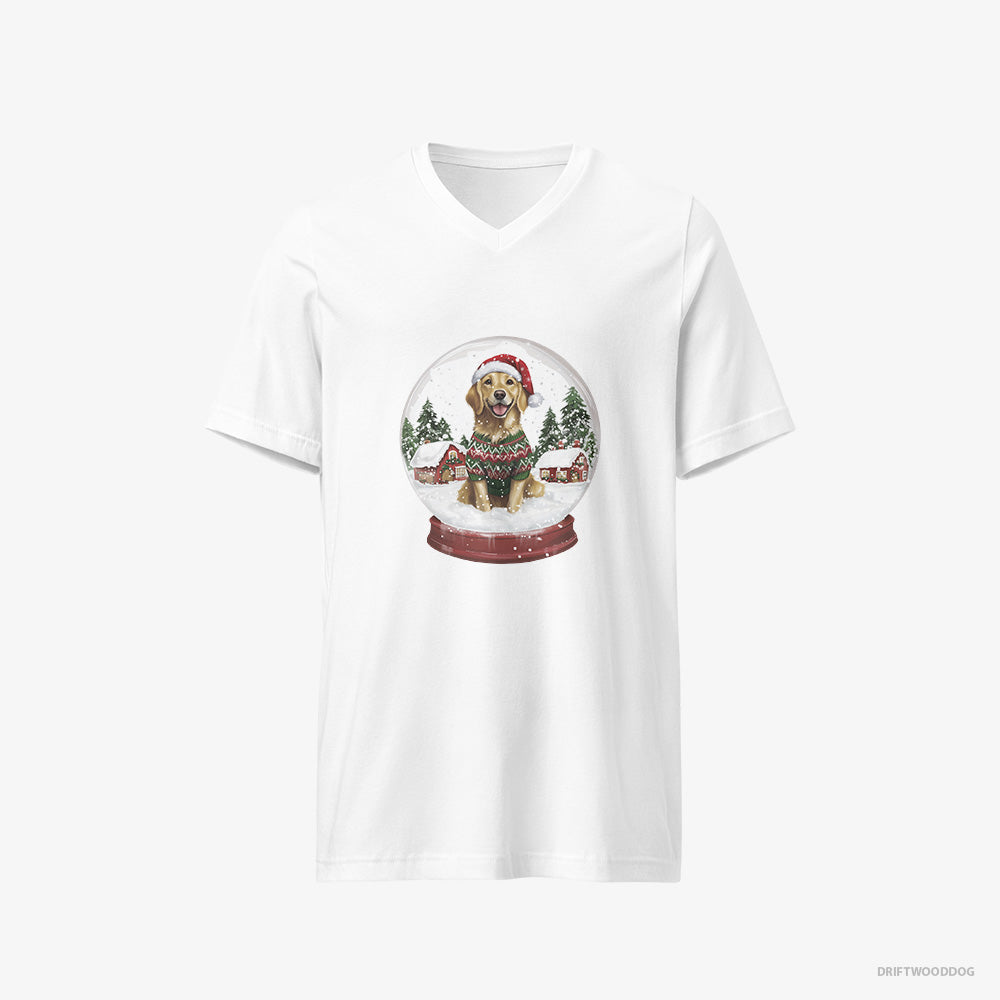 Golden Retriever in a Snow Globe V-Neck T-Shirt