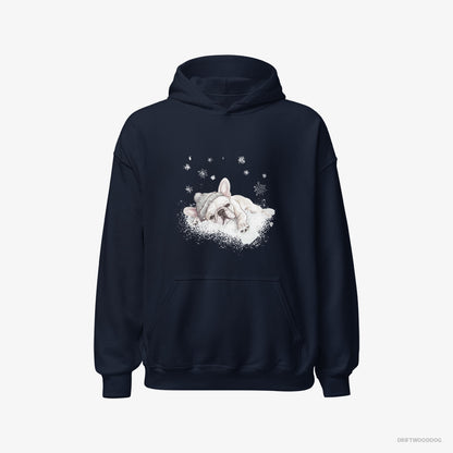 French Bulldog Gently Lying on a Cloud Navy Hoodie