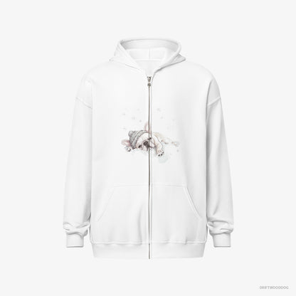 French Bulldog Gently Lying on a Cloud White Hoodie