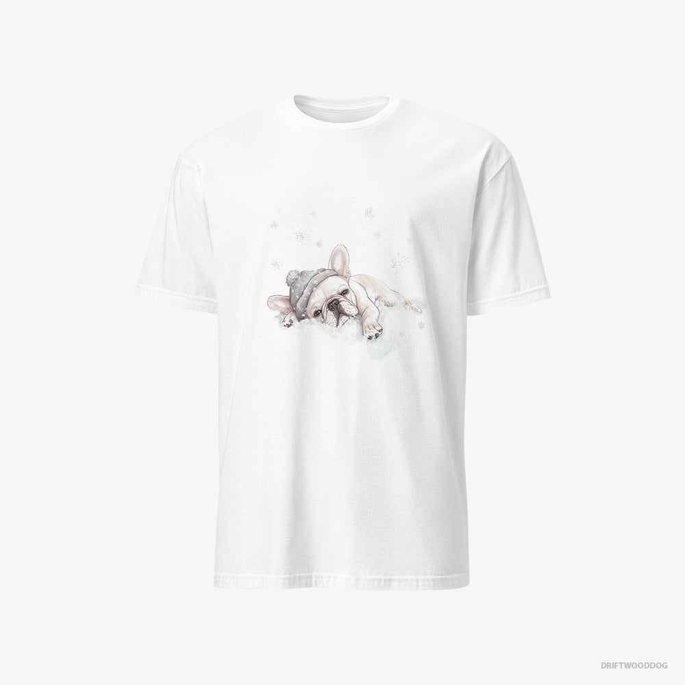 French Bulldog T-Shirt – Men White T-Shirt Classic – Gently Lying on a Cloud (on White Background)