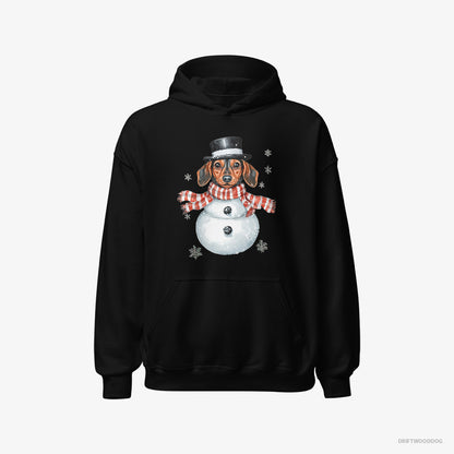 Dachshund in a Snowman Look Black Hoodie