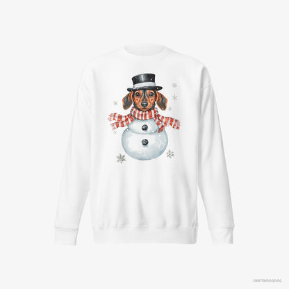 Dachshund in a Snowman Look White Sweatshirt