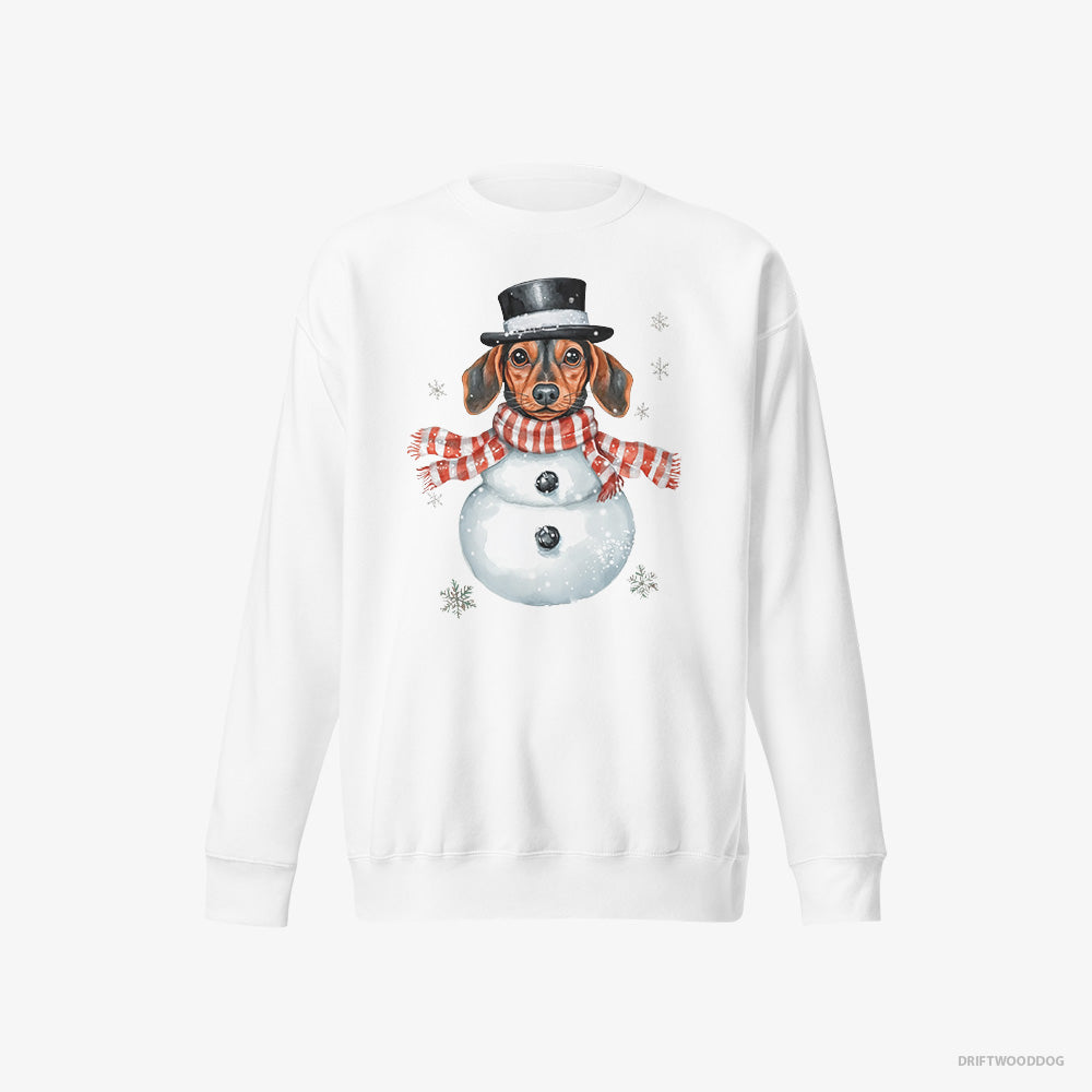 Dachshund in a Snowman Look – Men's Sweatshirt White Eco – Eco-Friendly