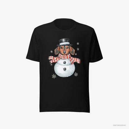 Dachshund in a Snowman Look Black T-Shirt