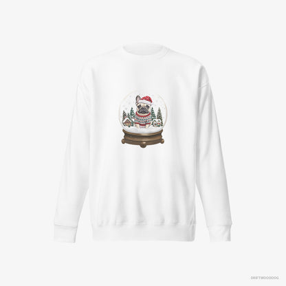 French Bulldog Encased in a Christmas Snow Globe White Sweatshirt