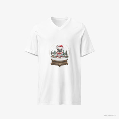 French Bulldog Encased in a Christmas Snow Globe White T-Shirt