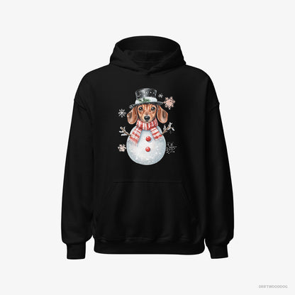 Dachshund in a Snowman-Themed Costume Black Hoodie