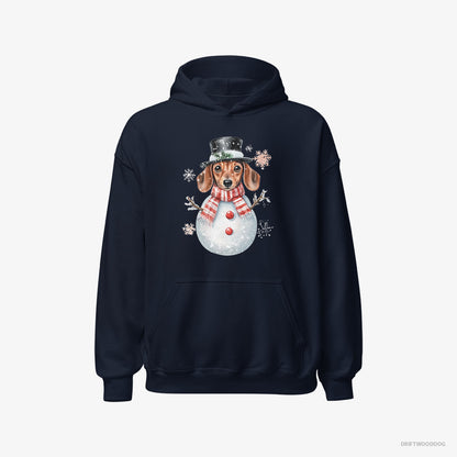 Dachshund in a Snowman-Themed Costume Navy Hoodie