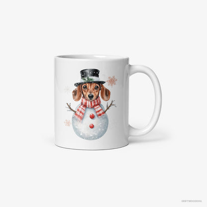 Dachshund in a Snowman-Themed Costume White Mug