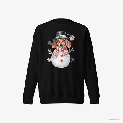 Dachshund in a Snowman-Themed Costume Black Sweatshirt