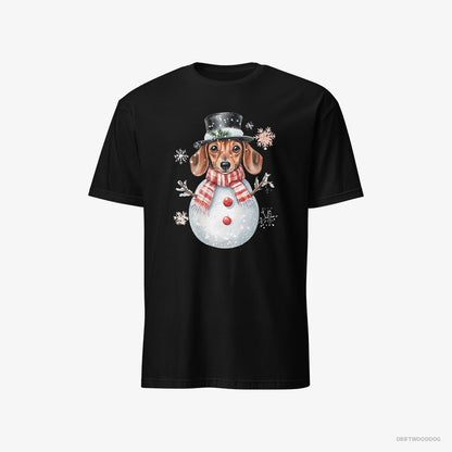 Dachshund in a Snowman-Themed Costume Black T-Shirt