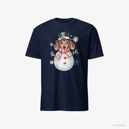 Dachshund in a Snowman-Themed Costume Navy T-Shirt