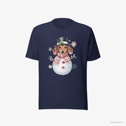 Dachshund in a Snowman-Themed Costume Navy T-Shirt