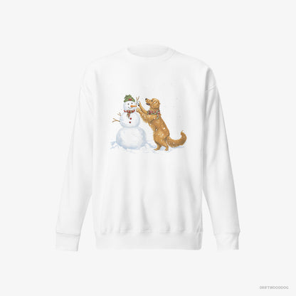 Golden Retriever Making a Snowman White Sweatshirt