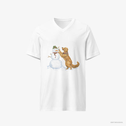 Golden Retriever Making a Snowman White T-Shirt