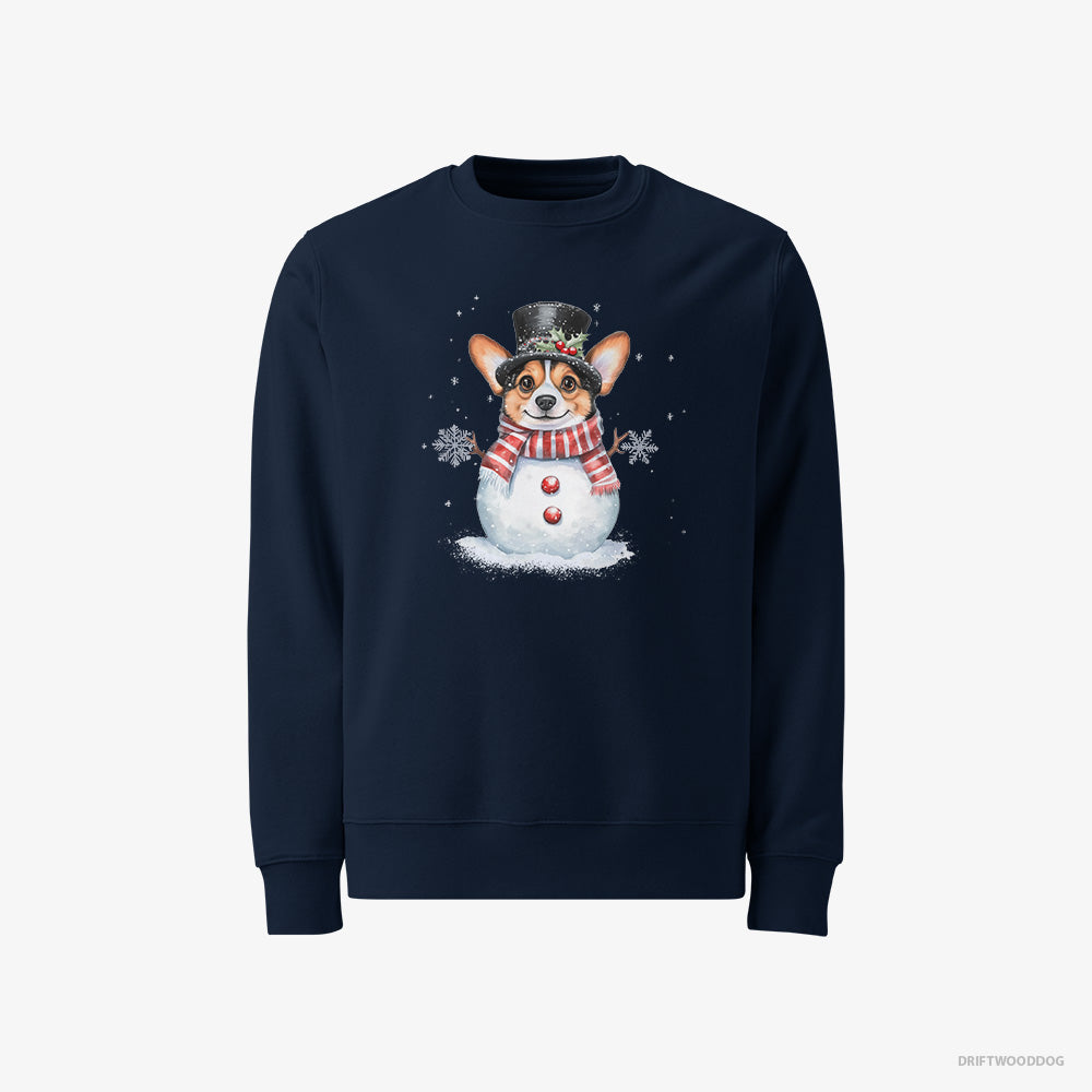 Corgi in a Snowman-Inspired Outfit – Men's Sweatshirt Navy – Classic