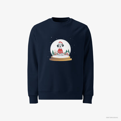 Dalmatian Sweatshirt – Men Navy Sweatshirt Classic – Immersed in Christmas Magic (on White Background)