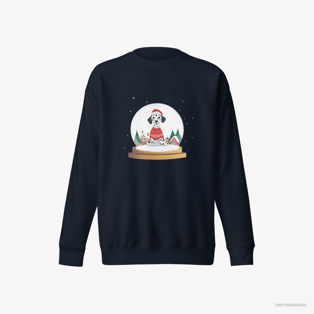 Dalmatian Sweatshirt – Men Navy Sweatshirt Eco-Friendly – Immersed in Christmas Magic (on White Background)