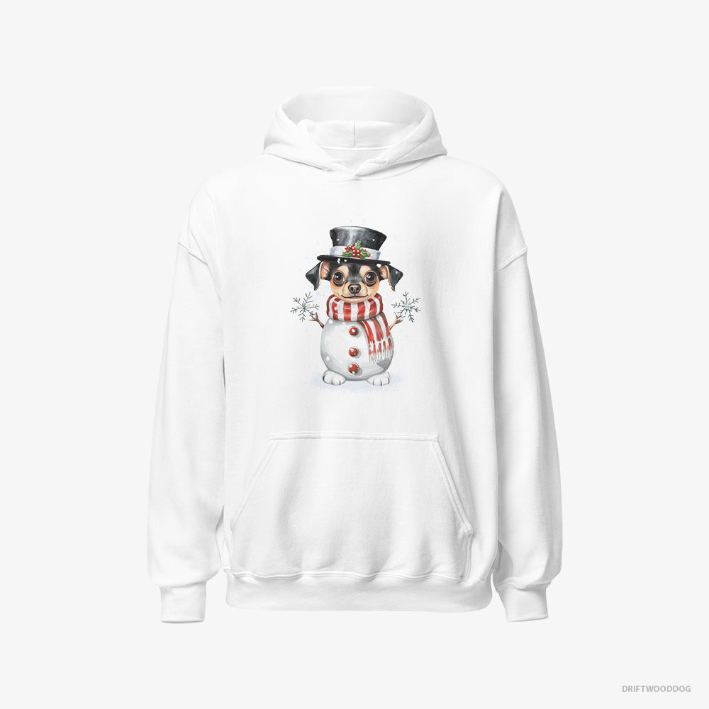 Chihuahua Hoodie – Men White Hoodie Classic – Being a Snowman (on White Background)