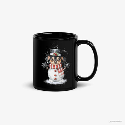 Chihuahua Mug – Unisex Black Mug Classic – Being a Snowman (on White Background)