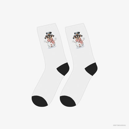 Chihuahua Socks – Unisex White Socks Eco-Friendly – Being a Snowman (on White Background)