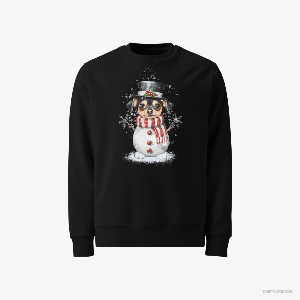 Chihuahua Sweatshirt – Men Black Sweatshirt Classic – Being a Snowman (on White Background)