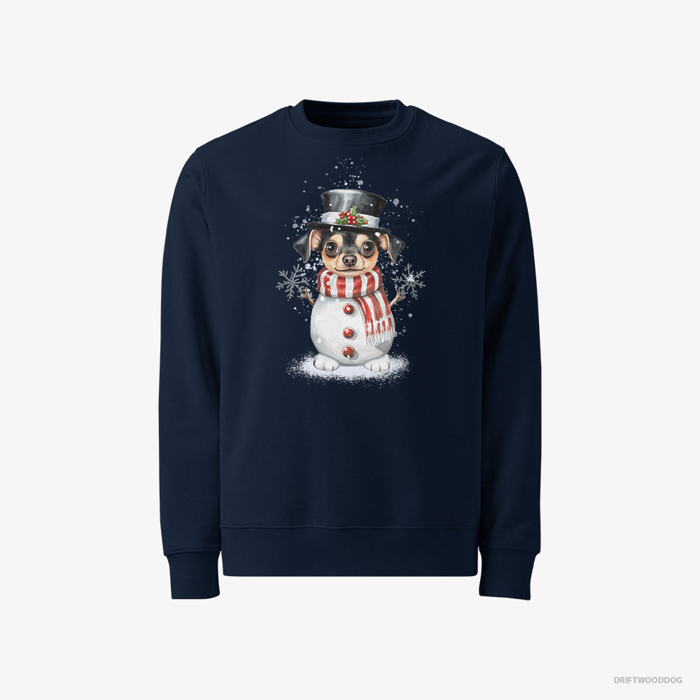 Chihuahua Sweatshirt – Men Navy Sweatshirt Classic – Being a Snowman (on White Background)