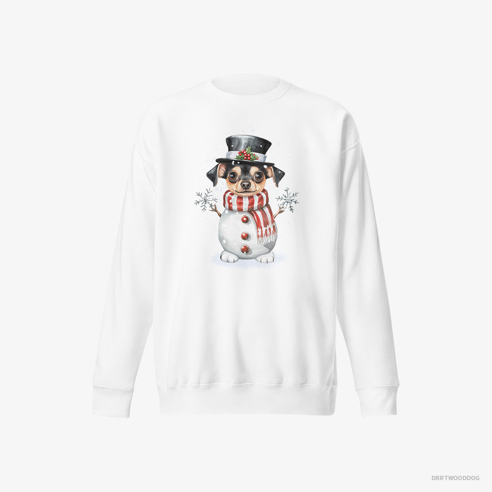 Chihuahua Sweatshirt – Men White Sweatshirt Eco-Friendly – Being a Snowman (on White Background)