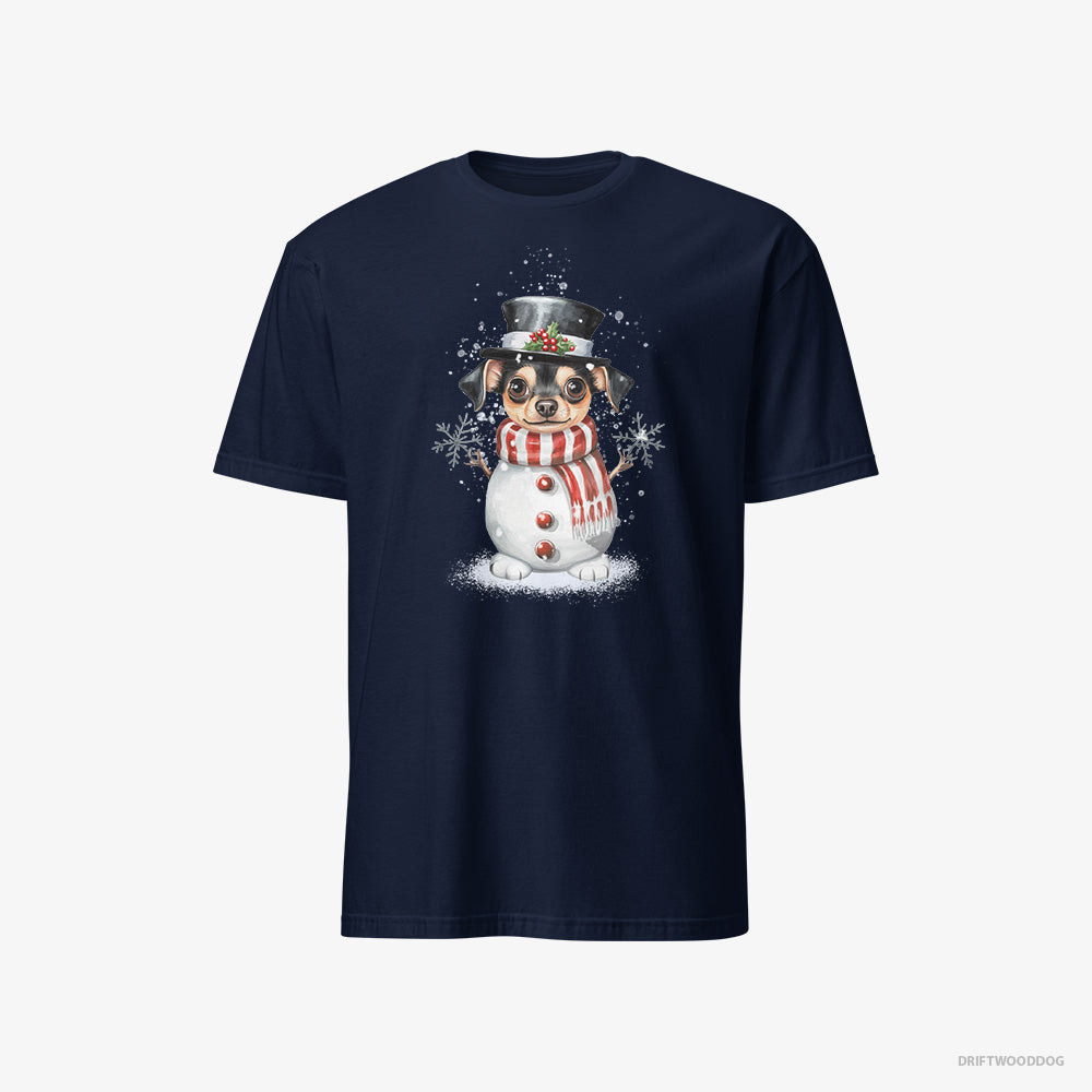 Chihuahua T-Shirt – Men Navy T-Shirt Classic – Being a Snowman (on White Background)