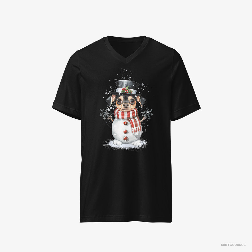 Chihuahua Being a Snowman – Women's T-Shirt Black V-Neck – V-Neck