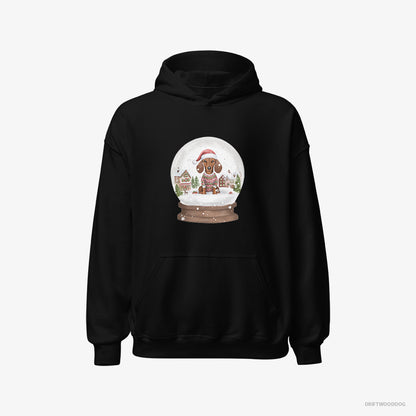 Dachshund Immersed in Christmas Snow Globe Black Hoodie