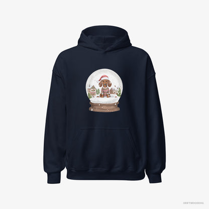 Dachshund Immersed in Christmas Snow Globe Navy Hoodie