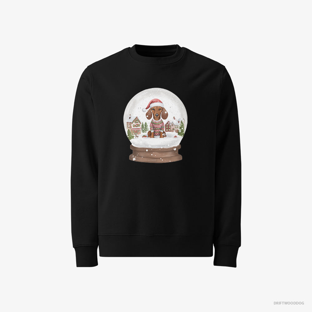 Dachshund Immersed in Christmas Snow Globe – Men's Sweatshirt Black – Classic