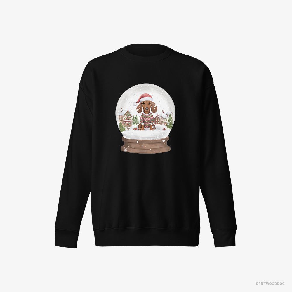 Dachshund Immersed in Christmas Snow Globe – Women's Sweatshirt Black Eco – Eco-Friendly