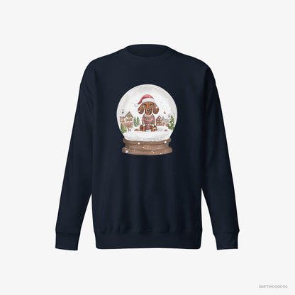 Dachshund Immersed in Christmas Snow Globe Navy Sweatshirt