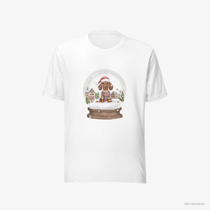 Dachshund Immersed in Christmas Snow Globe White T-Shirt