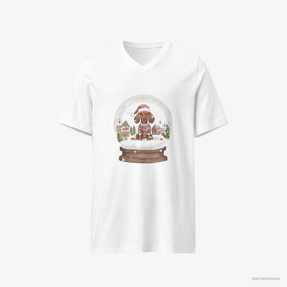 Dachshund Immersed in Christmas Snow Globe White T-Shirt