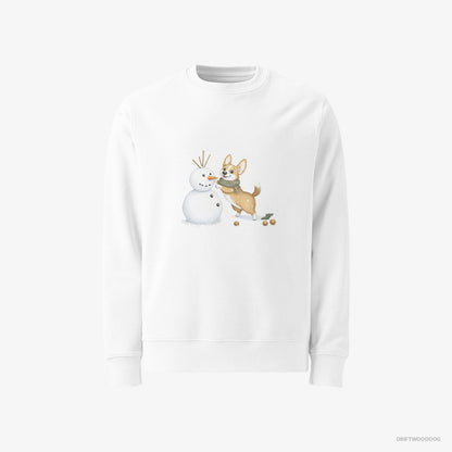 Corgi Shaping a Snowman White Sweatshirt