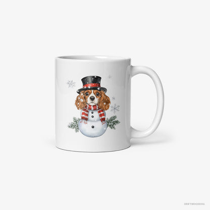 Cavalier King Charles Spaniel Playing a Snowman White Mug