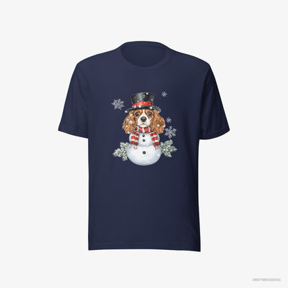 Cavalier King Charles Spaniel Playing a Snowman Navy T-Shirt