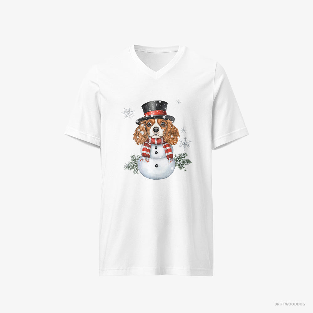 Cavalier King Charles Spaniel Playing a Snowman V-Neck T-Shirt