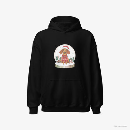 Dachshund Inside a Snow Globe Black Hoodie