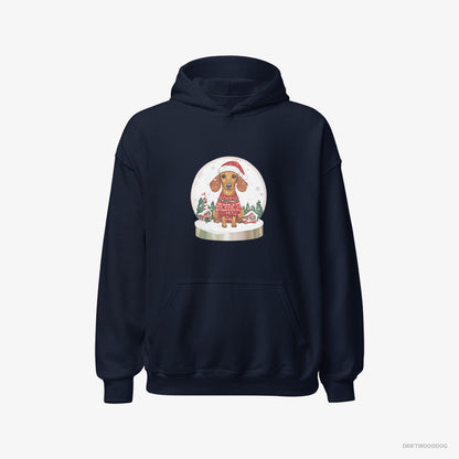 Dachshund Inside a Snow Globe Navy Hoodie