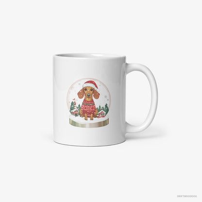 Dachshund Inside a Snow Globe White Mug